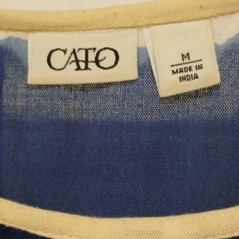 Cato Blue and Cream Dolman Sleeve Blouse - Picture 2 of 4